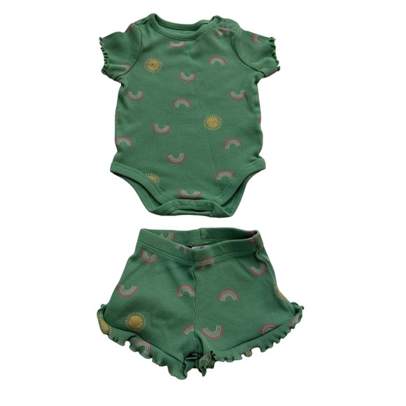 Garanimals Other - Garanimals Baby Girl Outfit 2 Piece Set 3–6 Months Green Rainbow Ribbed